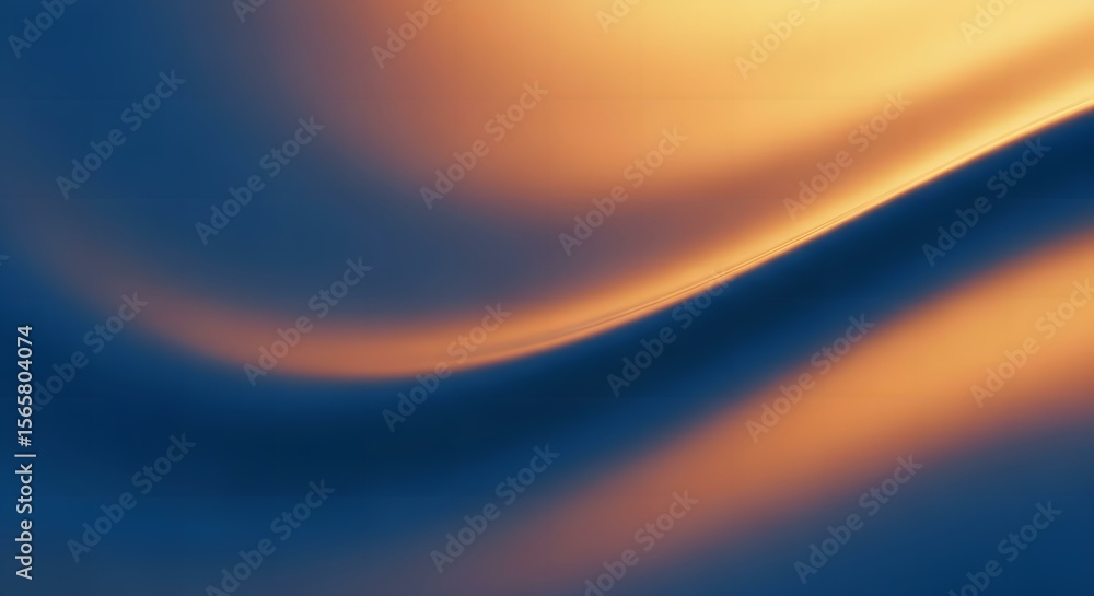 Poster abstract waves display a contrast of flowing golden and deep blue hues with soft blurred edges.