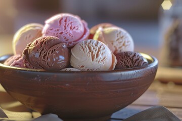 Flawless Image of a Bowl of Ice Creams with Ice Cream and Chocolate Ice Cream