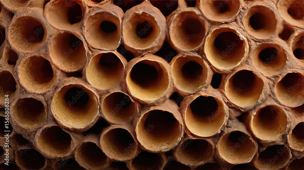 Poster detailed close-up of natural honeycomb structure highlighting intricate patterns and textures, captu