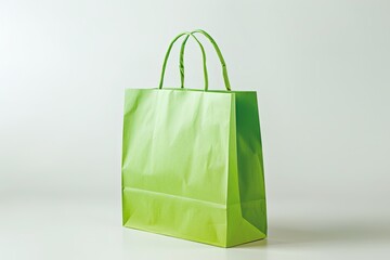 High Definition View of Green Shopping Bag Isolated on White Background