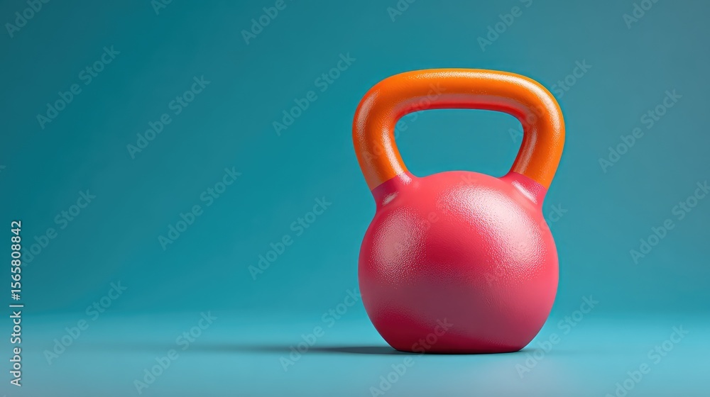 Poster vibrantly colored kettlebell on a smooth background ideal for fitness and exercise concepts represen