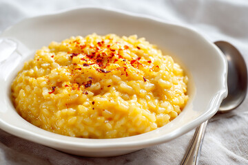 Side view of spaghetti carbonara in a shallow bowl, garnished with pancetta and black pepper, steam gently rising clean white background with soft shadows,