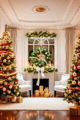 copy space for text background Elegant White and Gold Christmas Decor concept