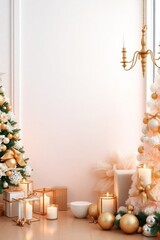 copy space for text background Elegant White and Gold Christmas Decor concept