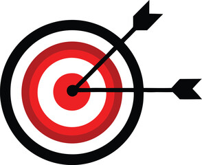 A vibrant red arrow strikes the bullseye of a dartboard, symbolizing successful business goals and pinpoint accuracy in the game of competition