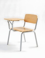A classic school desk and chair, embodying a sense of learning, structure, and academic environments. Isolated on a clean background.