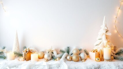 copy space for text background Elegant White and Gold Christmas Decor concept