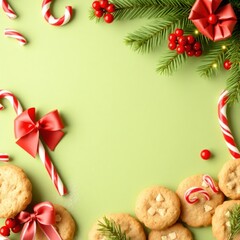 copy space for text background Christmas Candy and Cookies Flat Lay concept