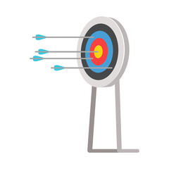 Arrows hitting the center of a target. Archery conceptual illustration.