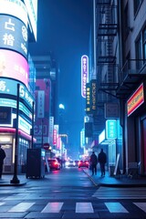 copy space for text background cool Cyberpunk Street Scene concept