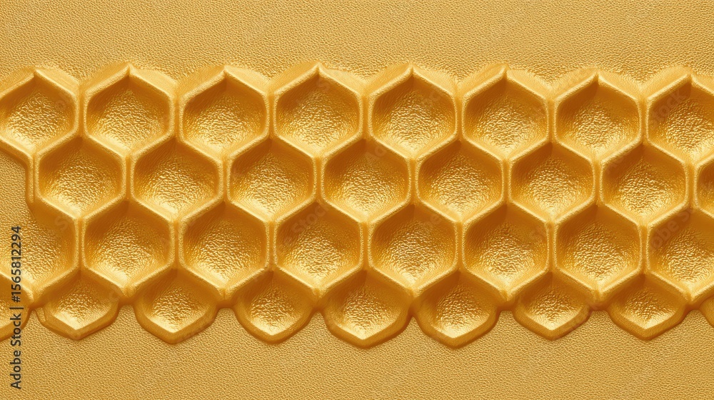 Poster textured golden honeycomb pattern with embossed hexagonal shapes and soft gradients showcasing moder