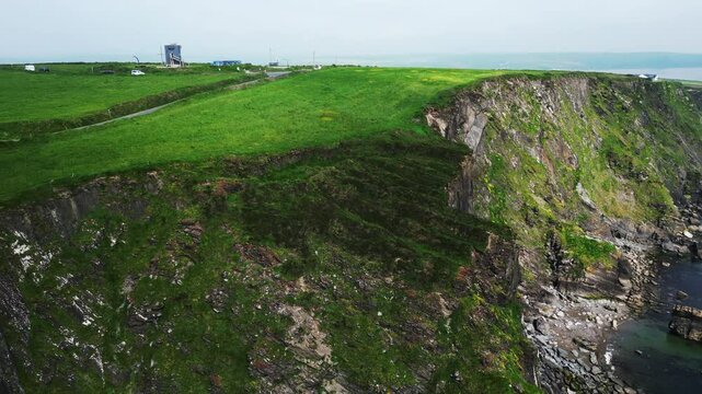Kinsale, Ireland, May 22, 2024: The Old Gead Cliffs and Golf Course Near Kinsale from a UAV Drone on the Kinsale Cape Country Cork.