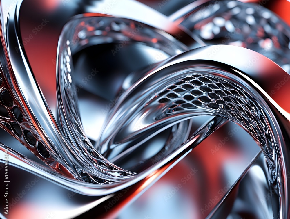 Poster metal abstract: a mesmerizing, macro perspective of a metallic abstract, showcasing the dynamic flow