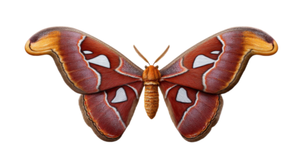 Isolated moth on transparent background with detailed wings and vibrant colors