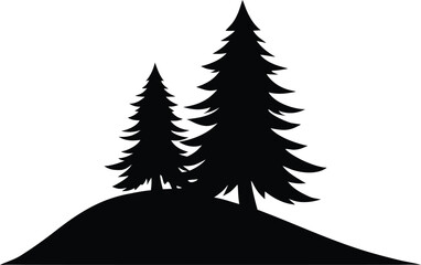 Obraz premium silhouette-of-a-pine-tree-and-hill--forestry-or-hi (3)_processed.eps
