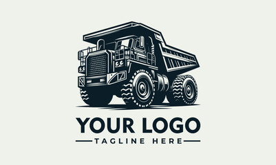 Illustration of a large dump truck with detailed line work, shown from a front perspective.