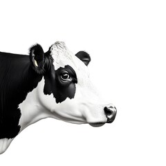 Monochrome Cow Portrait: A striking, high-contrast portrait of a cow's head, showcasing its distinctive black and white markings against a simple backdrop.