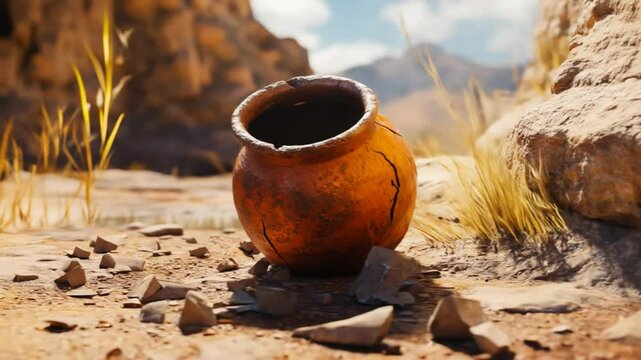 Desert pot fragments ancient earthen relic