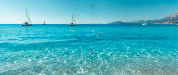 Obraz premium 太陽の光が波に反射する様