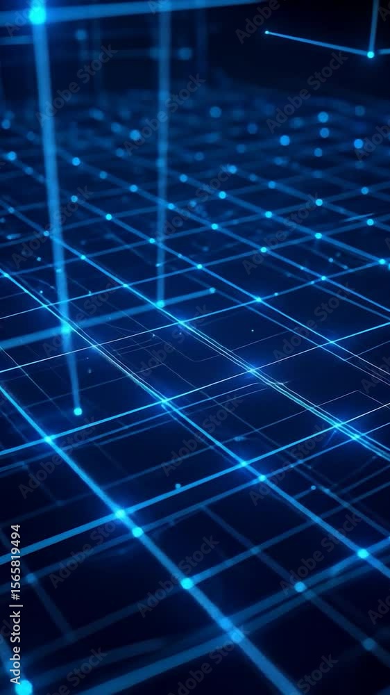 Poster abstract network of glowing blue lines and points on a dark background