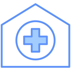 Clinic Outline Blue Color Icon