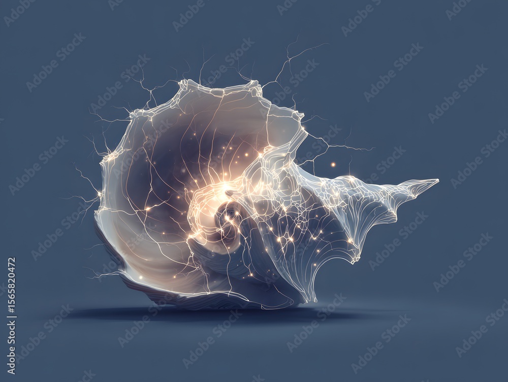 Poster shell of consciousness: a visually stunning abstract representation of the human mind, depicted as a