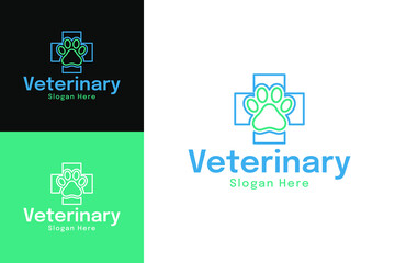 Outline veterinary logo design vector illustration