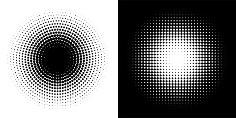 Halftone gradient. Dotted gradient, smooth dots spraying and halftones dot background seamless horizontal geometric pattern vector template set. unique dots modern circles