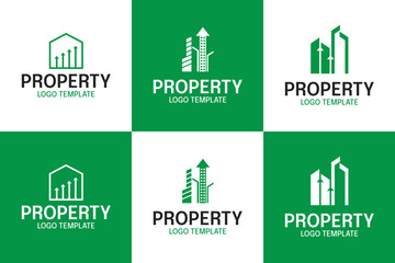 Set collection of modern real estate growth logo design vector icon