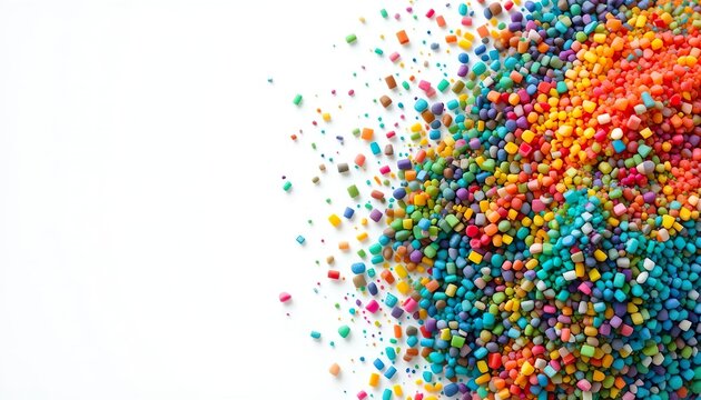 multi-colored plastic masterbatch granules isolated on white