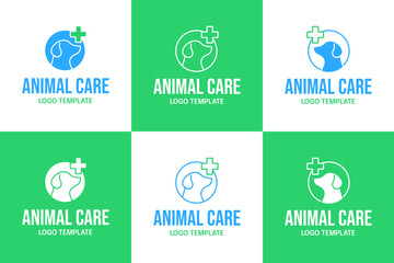 Set collection of animal care logo design template vector illustration
