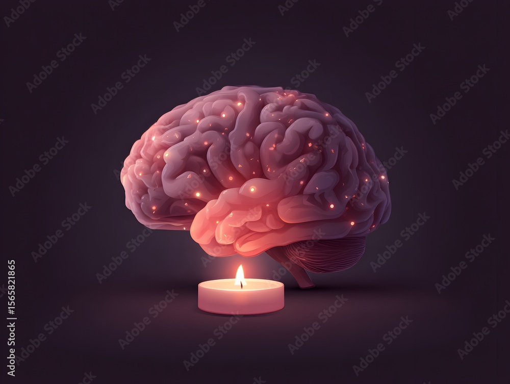 Poster illuminating cognition: an artistic rendering of a human brain, bathed in a soft, ethereal glow. a d