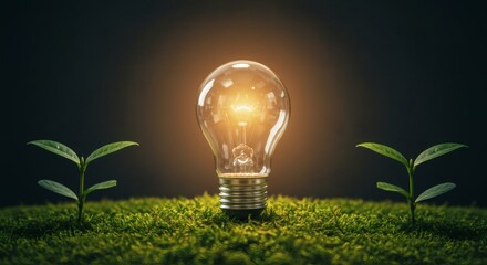 Glowing Bulb and Nature Growth Idea