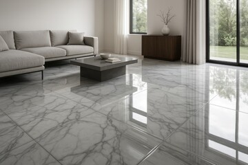 Contemporary flooring installation with luxurious marble and modern epoxy finish in residential interior