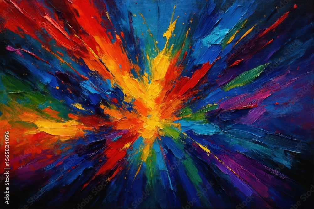 Aufkleber dynamic acrylic paint splatters creating vibrant abstract composition with bold textures and energet