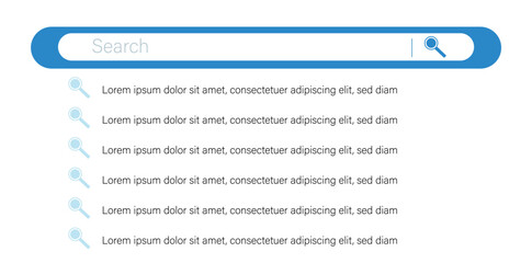 Simple search bar as part of user interface design. Vector illustration.Internet browser search bar frame .Collection of search box button address form and navigation bar elements.