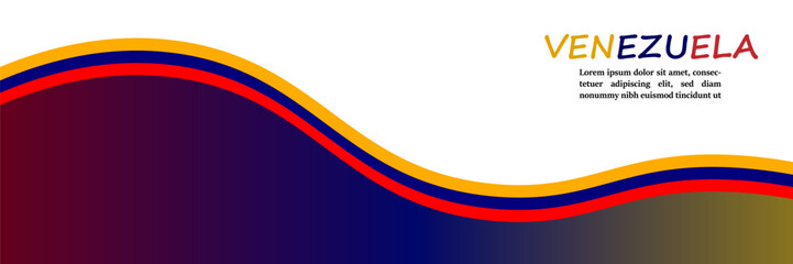 3D Venezuela Flag Banner with copy space and 3d Venezuelan flag ribbon. Silk Venezuela banner design background. Vector Illustration. EPS 10.