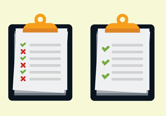 Clipboard with checklist icon in flat style. Planning and organization of work vector illustration on isolated background. Document sign business concept.