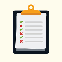 Clipboard with checklist icon in flat style. Planning and organization of work vector illustration on isolated background. Document sign business concept.