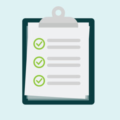 Clipboard with checklist icon in flat style. Planning and organization of work vector illustration on isolated background. Document sign business concept.