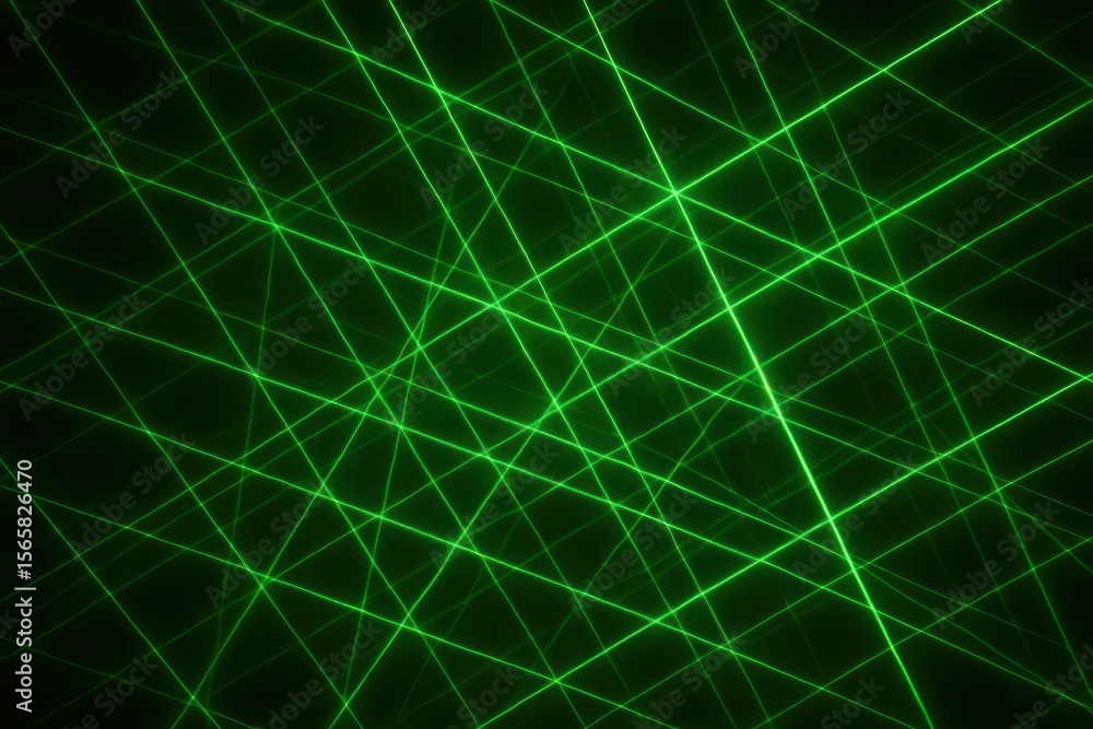 Aufkleber vibrant emerald laser grid projections creating futuristic geometric patterns against dark backdrop 