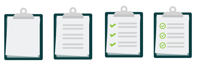 Clipboard with checklist icon in flat style. Planning and organization of work vector illustration on isolated background. Document sign business concept.