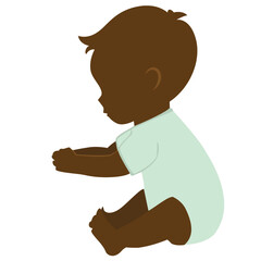 Little boy playing with his hand