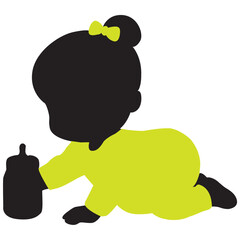 baby in black and yellow green silhouette