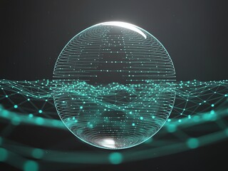 Abstract digital sphere with interconnected glowing lines on dark background, representing global connectivity.