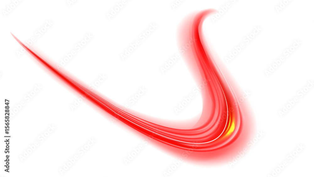 Aufkleber dynamic curved red light trail with vibrant core, symbolizing speed and motion. perfect for high-ene