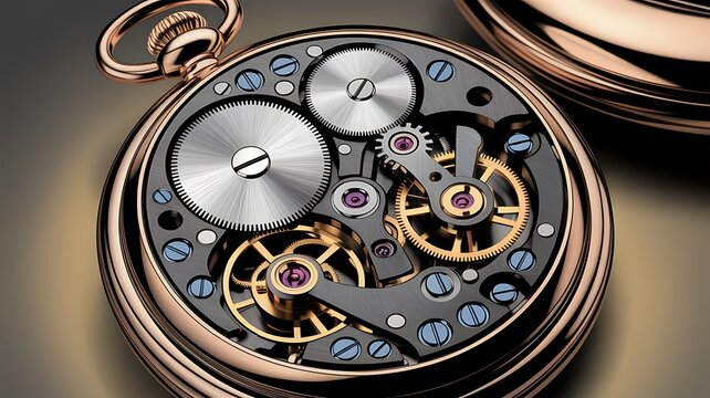Intricate mechanical timepiece with gold and silver gears clockwork