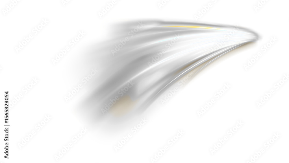 Poster dynamic light streak effect with elegant curve and subtle golden glow. ideal for speed and motion gr