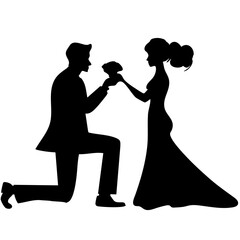 silhouette of bride and groom