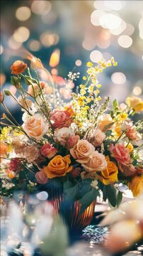 Variety of flowers in a vase.